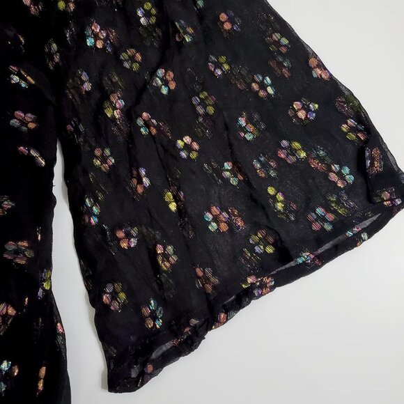 Oliphant Kala Maxi Dress XS Black Metallic Floral Balloon Sleeve Tuckernuck - Picture 8 of 11